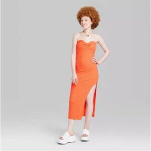 Wild Fable Sleeveless Twist Detail Midi Bodycon Dress Orange Plus Size XXL NWT